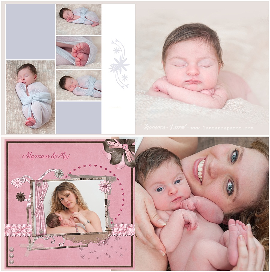 Album naissance famille personnalisé en scrapbooking digiscrap scrap dgital laurence parot photographe naissance essonne vigneux sur seine