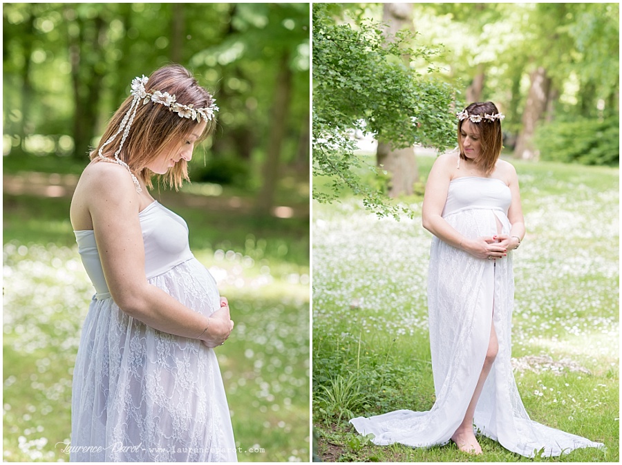 photo femme enceinte extérieur avec prêt de robe de grossesse