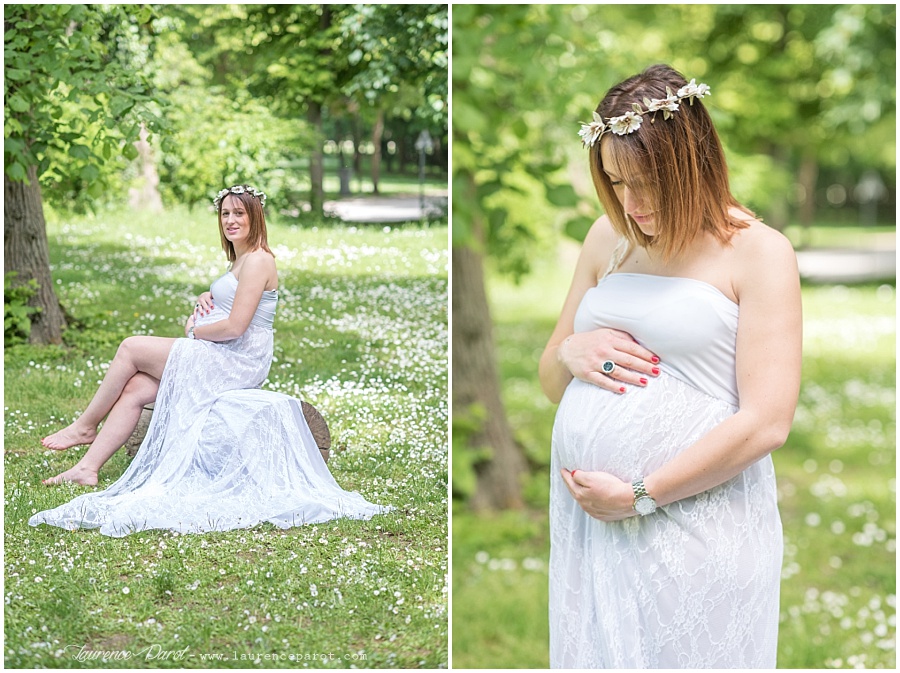 photo femme enceinte extérieur avec prêt de robe de grossesse