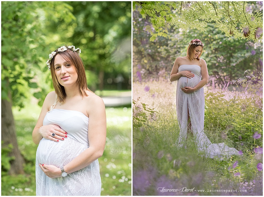 photo femme enceinte extérieur avec prêt de robe de grossesse