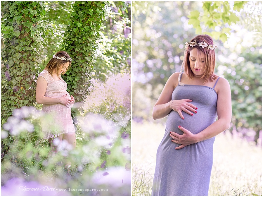 photo femme enceinte extérieur avec prêt de robe de grossesse