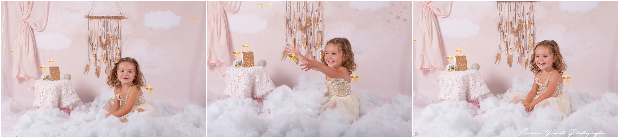 seance enfants cocooning nuages étoiles rose paillettes